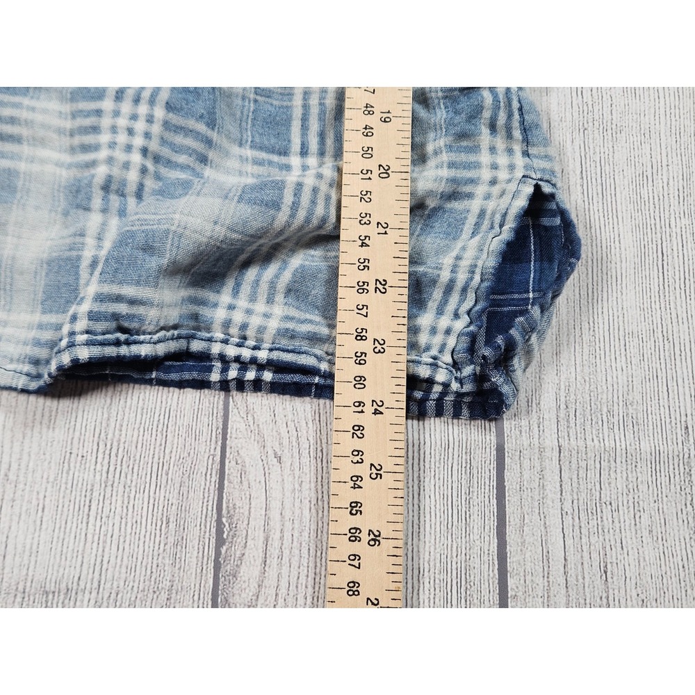 J. Jill Button Front Shirt Womens Small Blue White Plaid Cotton Ombre Tunic - Picture 4 of 9